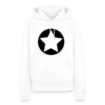 ETOILE. STAR. ETOILES. FÊTE. ANNIVERSAIRE. NOËL. - Sweat à capuche Premium bio Femme - blanc - Devant - Julia (174cm)