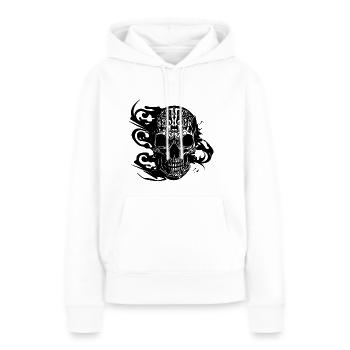 Brennender grinsender Tattoo Schädel - Frauen Premium Bio Hoodie - Weiß - Vorne - Julia (174cm)