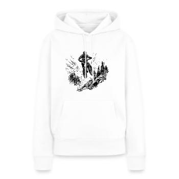 Vététistes à vélo en haut de la montagne - Sweat à capuche Premium bio Femme - blanc - Devant - Julia (174cm)