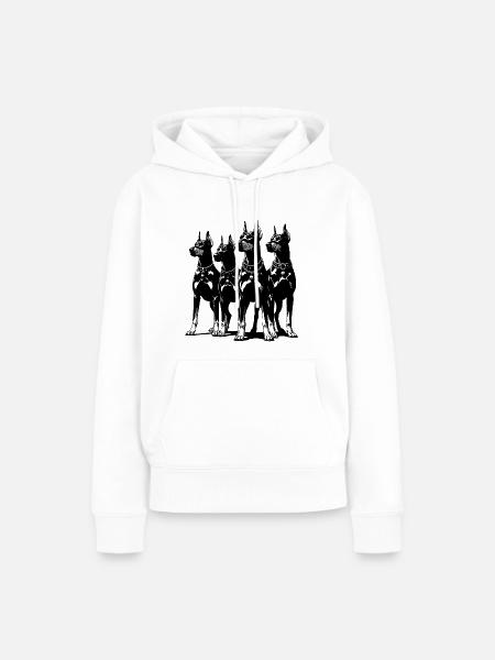 Vier schlaue wachsame Dobermänner Hunde - Frauen Premium Bio Hoodie - Weiß