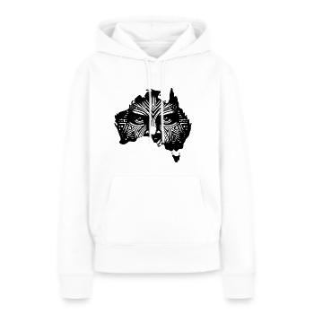 Australischer Kontinent mit Gesicht und Augen - Frauen Premium Bio Hoodie - Weiß - Vorne - Julia (174cm)