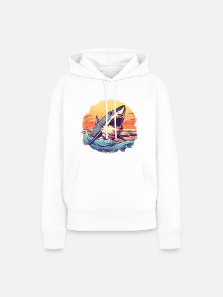 Weißer Hai - Frauen Premium Bio Hoodie - Weiß