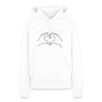 Des mains sincères - Sweat à capuche Premium bio Femme - blanc - Devant - Julia (174cm)