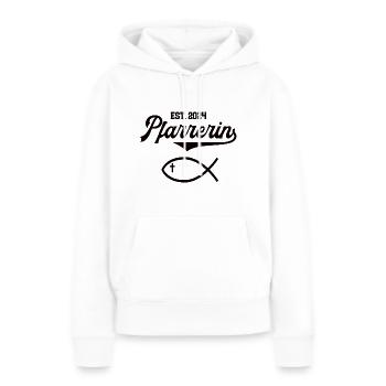 Pfarrerin est 2024 Fisch Symbol Christentum Kirche - Frauen Premium Bio Hoodie - Weiß - Vorne - Julia (174cm)