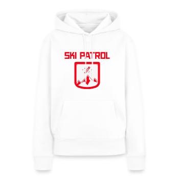 Vacances de ski, saison de ski, chalet fille, slalom - Sweat à capuche Premium bio Femme - blanc - Devant - Julia (174cm)