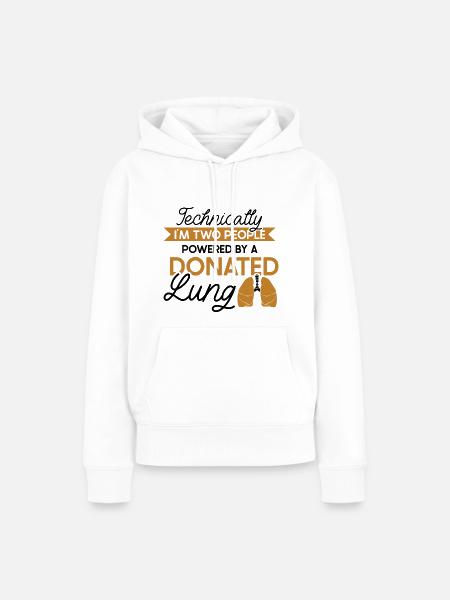 powered by a donated Lung - Frauen Premium Bio Hoodie - Weiß