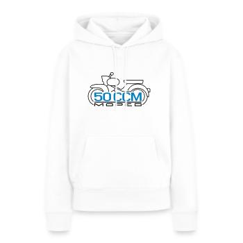 Emblème étoile de cyclomoteur 50cc v.2 - Sweat à capuche Premium bio Femme - blanc - Devant - Julia (174cm)
