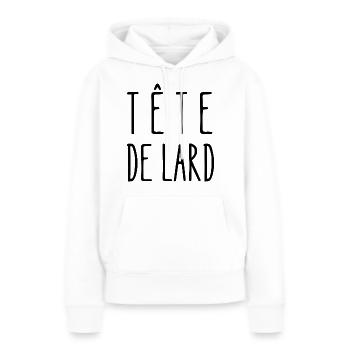tête de lard - Sweat à capuche Premium bio Femme - blanc - Devant - Julia (174cm)