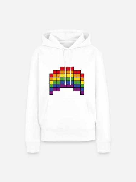 Pixelart Regenbogen - Frauen Premium Bio Hoodie - Weiß