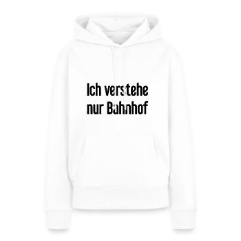 Je ne comprends que la gare - Sweat à capuche Premium bio Femme - blanc - Devant - Julia (174cm)