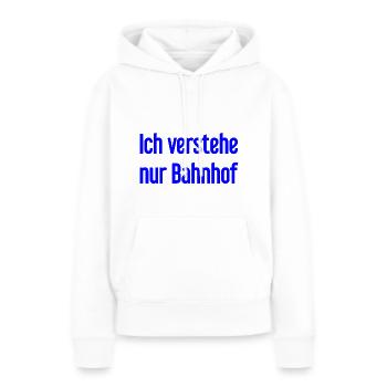 Je ne comprends que la gare - Sweat à capuche Premium bio Femme - blanc - Devant - Julia (174cm)