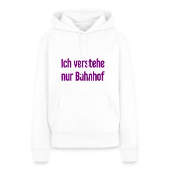 Je ne comprends que la gare - Sweat à capuche Premium bio Femme - blanc - Devant - Julia (174cm)