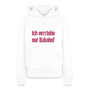 Je ne comprends que la gare - Sweat à capuche Premium bio Femme - blanc - Devant - Julia (174cm)
