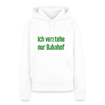 Je ne comprends que la gare - Sweat à capuche Premium bio Femme - blanc - Devant - Julia (174cm)