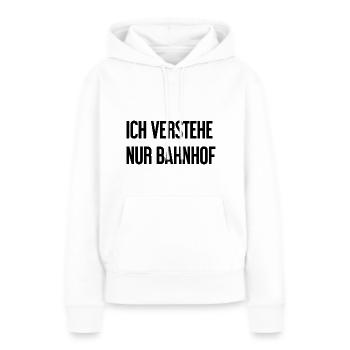 Je ne comprends que la gare - Sweat à capuche Premium bio Femme - blanc - Devant - Julia (174cm)