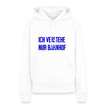 Je ne comprends que la gare - Sweat à capuche Premium bio Femme - blanc - Devant - Julia (174cm)