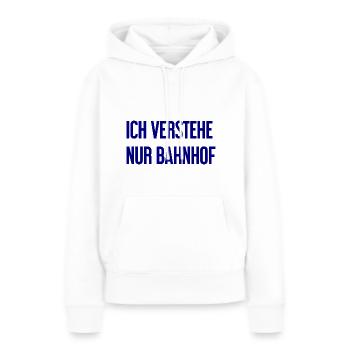 Je ne comprends que la gare - Sweat à capuche Premium bio Femme - blanc - Devant - Julia (174cm)