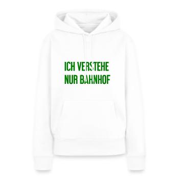 Je ne comprends que la gare - Sweat à capuche Premium bio Femme - blanc - Devant - Julia (174cm)