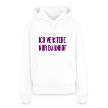 Je ne comprends que la gare - Sweat à capuche Premium bio Femme - blanc - Devant - Julia (174cm)