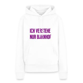 Je ne comprends que la gare - Sweat à capuche Premium bio Femme - blanc - Devant - Julia (174cm)