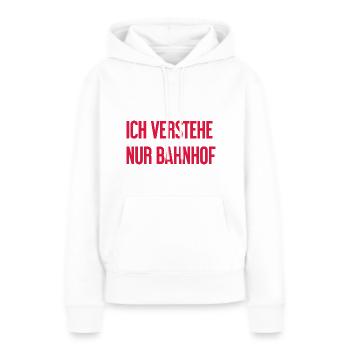Je ne comprends que la gare - Sweat à capuche Premium bio Femme - blanc - Devant - Julia (174cm)