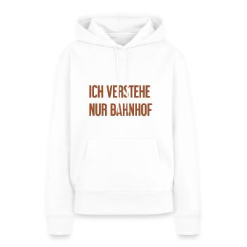 Je ne comprends que la gare - Sweat à capuche Premium bio Femme - blanc - Devant - Julia (174cm)
