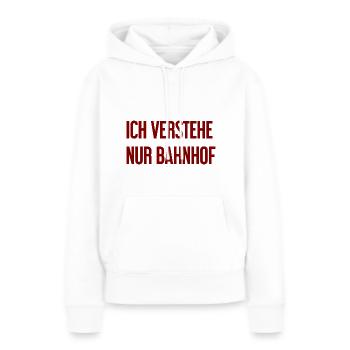 Je ne comprends que la gare - Sweat à capuche Premium bio Femme - blanc - Devant - Julia (174cm)