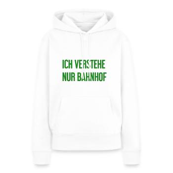 Je ne comprends que la gare - Sweat à capuche Premium bio Femme - blanc - Devant - Julia (174cm)