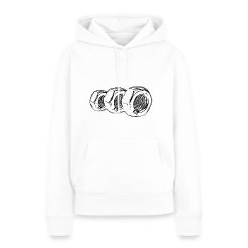 Drei stehende vintage Schraubenmuttern - Frauen Premium Bio Hoodie - Weiß - Vorne - Julia (174cm)