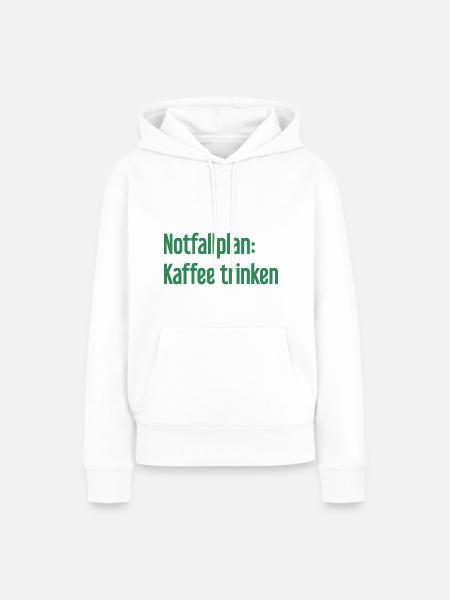 Kaffee-Notfallplan - Frauen Premium Bio Hoodie - Weiß