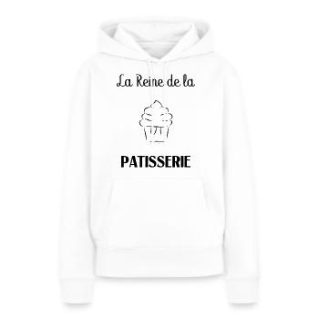 REINE DE LA PATISSERIE. GOURMANDE. PATISSERIE - Sweat à capuche Premium bio Femme - blanc - Devant - Julia (174cm)