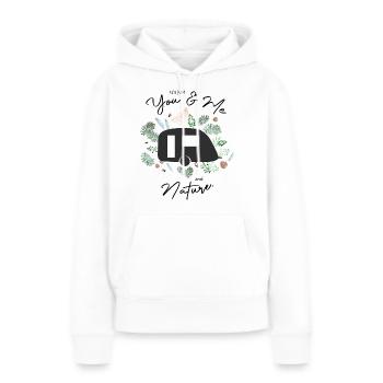 You - Me - Caravan - Frauen Premium Bio Hoodie - Weiß - Vorne - Julia (174cm)