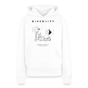 Walter & Wallis - Diversity - Sweat à capuche Premium bio Femme - blanc - Devant - Julia (174cm)