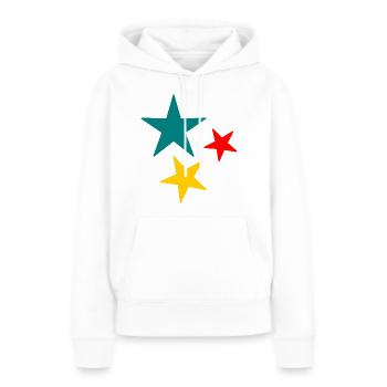 ETOILE. STAR. ETOILES. FÊTE. ANNIVERSAIRE. NOËL - Sweat à capuche Premium bio Femme - blanc - Devant - Julia (174cm)