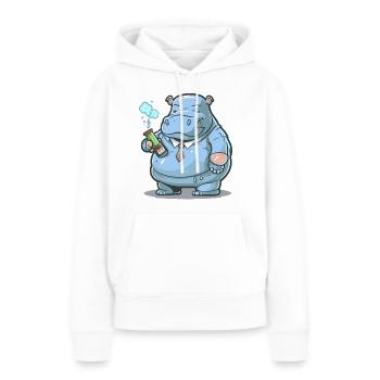 Vapotame Hippo - Sweat à capuche Premium bio Femme - blanc - Devant - Julia (174cm)