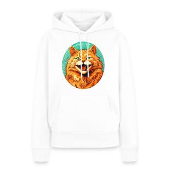Drôle de minou #cat - Sweat à capuche Premium bio Femme - blanc - Devant - Julia (174cm)