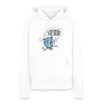 Müde Eule hat Nachtschicht - Frauen Premium Bio Hoodie - Weiß - Vorne - Julia (174cm)