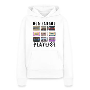 OLD SCHOOL PLAYLIST - Sweat à capuche Premium bio Femme - blanc - Devant - Julia (174cm)