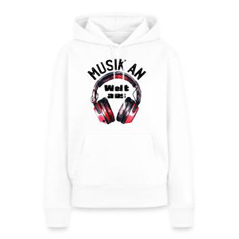 Kopfhörer: Musik an - Welt aus - Frauen Premium Bio Hoodie - Weiß - Vorne - Julia (174cm)