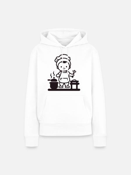Kleiner Chefkoch in Aktion - Frauen Premium Bio Hoodie - Weiß