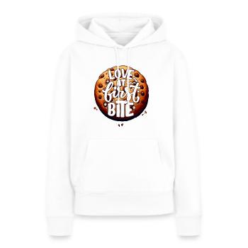 Coup de foudre à la première bouchée - Sweat à capuche Premium bio Femme - blanc - Devant - Julia (174cm)
