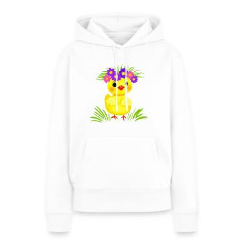 Petit poulet - Sweat à capuche Premium bio Femme - blanc - Devant - Julia (174cm)