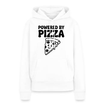 Powered by Pizza Lustiger Pizza Spruch - Frauen Premium Bio Hoodie - Weiß - Vorne - Julia (174cm)