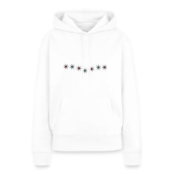 ETOILE. STAR. ETOILES. FÊTE. ANNIVERSAIRE. NOËL - Sweat à capuche Premium bio Femme - blanc - Devant - Julia (174cm)