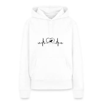 Cœur et cheval - (4) - Sweat à capuche Premium bio Femme - blanc - Devant - Julia (174cm)