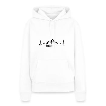 Heartbeat Mountain 1 et pompiers - (2) - Sweat à capuche Premium bio Femme - blanc - Devant - Julia (174cm)