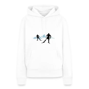 Langläufer und Berge, Langlauf - Frauen Premium Bio Hoodie - Weiß - Vorne - Julia (174cm)