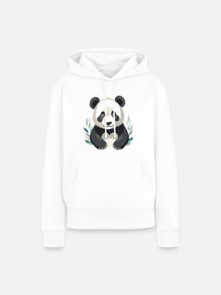 Trauriger Panda - Frauen Premium Bio Hoodie - Weiß