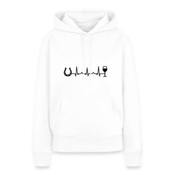 Vin heartbeat et cheval - - Sweat à capuche Premium bio Femme - blanc - Devant - Julia (174cm)