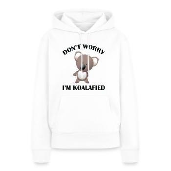 Mach dir keine Sorgen, ich bin koalafied - Frauen Premium Bio Hoodie - Weiß - Vorne - Julia (174cm)